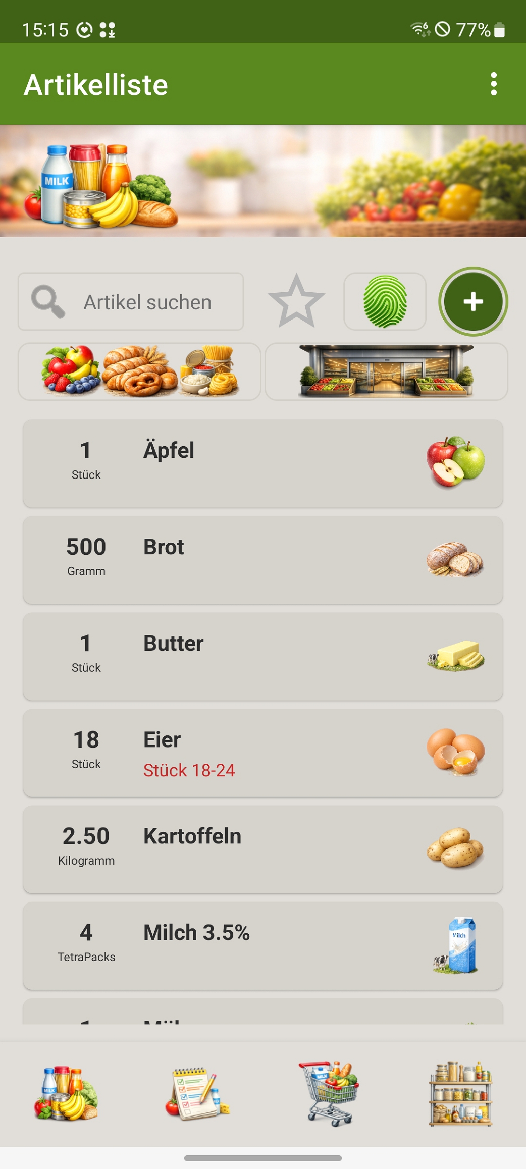 Artikelliste der App